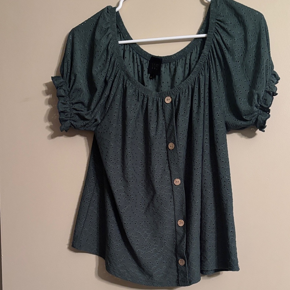 H&M Forest Green Button-Up Blouse
